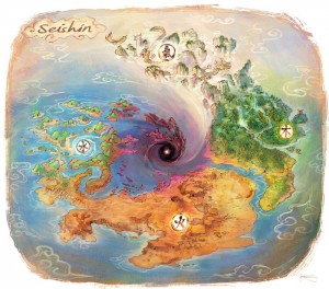 The world of Seishin is split up into elements of Fire, Wind, Water, Ice, and more..(Credit: Kickstarter) 